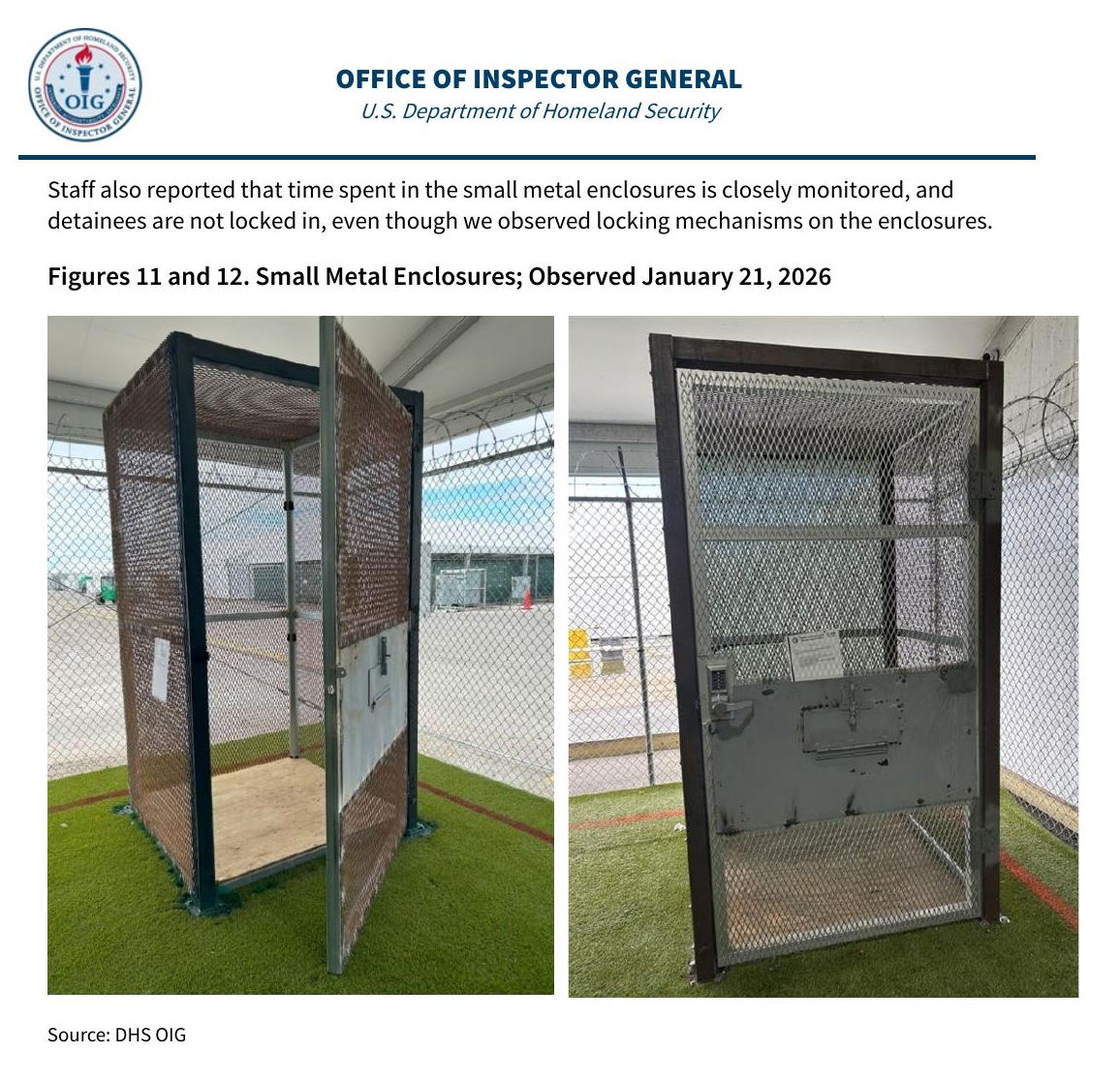 Small metal calming enclosure documented at the Florida Soft-Sided Facility
